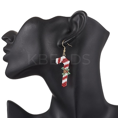 5 Pairs 304 Stainless Steel Glass Seed Beads Christmas Theme Dangle Earrings EJEW-MZ00527-1
