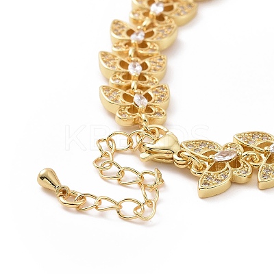 Clear Cubic Zirconia Butterfly Link Chain Bracelet BJEW-B068-05-1