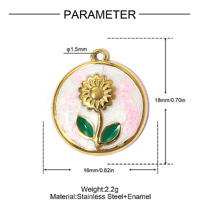 304 Stainless Steel Enamel Pendants STAS-OY015-73G-1