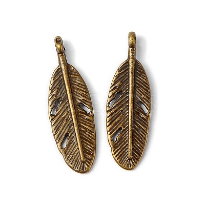 Antique Bronze Plated Feather Shape Zinc Alloy Charms Pendants Fit Jewelry Necklace Findings DIY X-MLF0087Y-NF-1