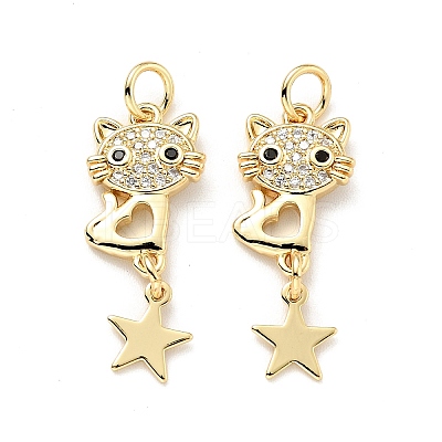 Eco-friendly Brass Micro Pave Clear Cubic Zirconia Pendants X-KK-D080-40G-1