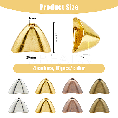40Pcs 4 Colors Tibetan Style Alloy Triangle Apetalous Bead Cones FIND-DC0003-95-1