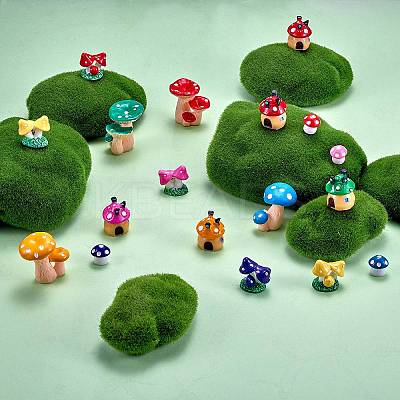 32Pcs 16 Style 3D Mushroom Resin Display Ornaments DJEW-SZ0001-06-1