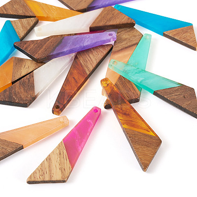 16Pcs 8 Colors Resin & Wood Pendants WOOD-TA0002-70-1
