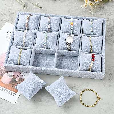 Wood Covered with Velvet Jewelry Bracelet Watch Displays BDIS-F001-01-1