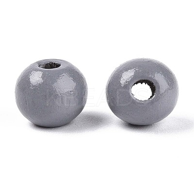 Spray Painted Round Natural Schima Wood Beads WOOD-A018-8mm-11-1