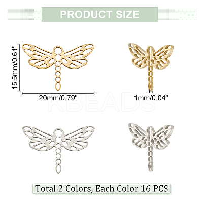 32Pcs 2 Colors 201 Stainless Steel Filigree Joiners Links STAS-DC0011-56-1