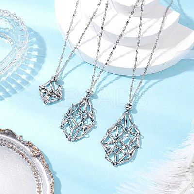 3Pcs 3 Sizes 304 Stainless Steel Macrame Pouch Empty Stone Holder Necklace Making NJEW-JN05239-1