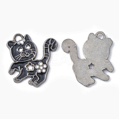 Alloy Enamel Kitten Pendants EA556Y-4-1