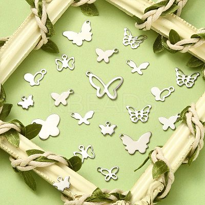 100Pcs 10 Styles 201 Stainless Steel Pendants STAS-CJ0002-22-1