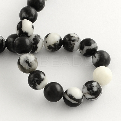 Round Natural Zebra Jasper Beads Strands G-R253-6mm-1
