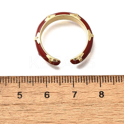Brass Enamel Cuff Rings for Women LS-RJEW-U040-01G-01-1