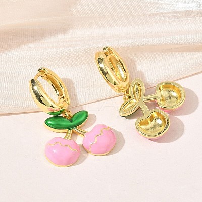 Brass & Enamel Hoop Dangle Earrings for Women EJEW-A167-20G-01-1