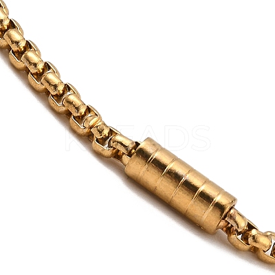 PVD Vacuum Plating 304 Stainless Steel Column Beaded Link Chain Bracelets BJEW-K231-01G-1