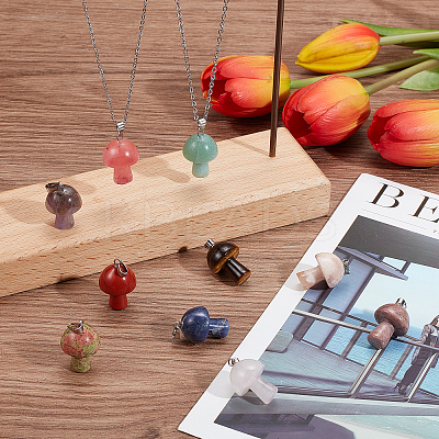 10Pcs 10 Style Natural & Synthetic Gemstone Pendants G-SC0001-79-1