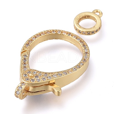 Brass Micro Pave Cubic Zirconia Lobster Claw Clasps ZIRC-M108-14A-G-1
