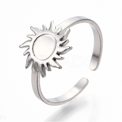 Non-Tarnish 304 Stainless Steel Sun Cuff Rings RJEW-N038-116P-1