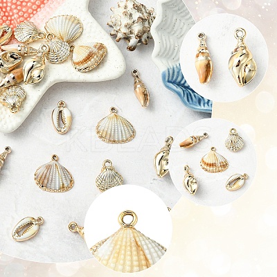 20Pcs 5 Styles Acrylic Imitation Shell Pendants OACR-YW0002-03-1