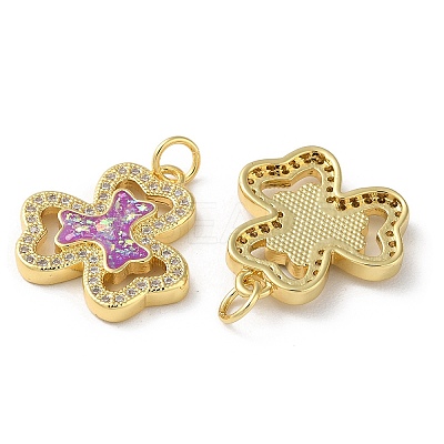 Brass Micro Pave Clear Cubic Zirconia Pendants KK-C045-30G-1