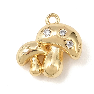 Brass Micro Pave Clear Cubic Zirconia Charms KK-G545-21G-1