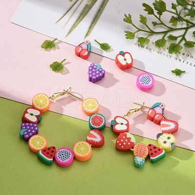 240Pcs 12 Kinds of Fruit Handmade Polymer Clay Beads CLAY-ZZ0001-001A-1