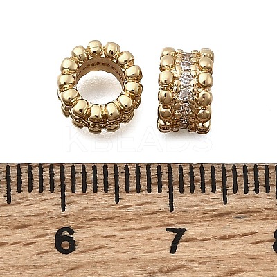 Brass Micro Pave Cubic Zirconia European Beads KK-Z126-06G-1