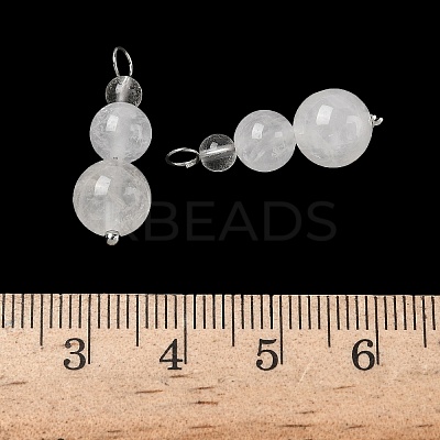 Natural Quartz Crystal Round Beaded Pendants PALLOY-JF02867-08-1