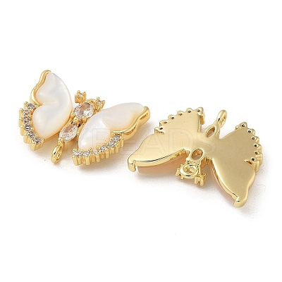 Brass Clear Cubic Zirconia Connector Charms KK-R210-11G-01-1