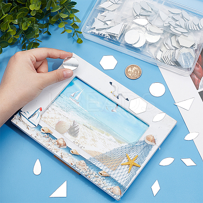 210Pcs 7 Styles Glass Mirror Mosaic Tiles DIY-OC0011-76-1