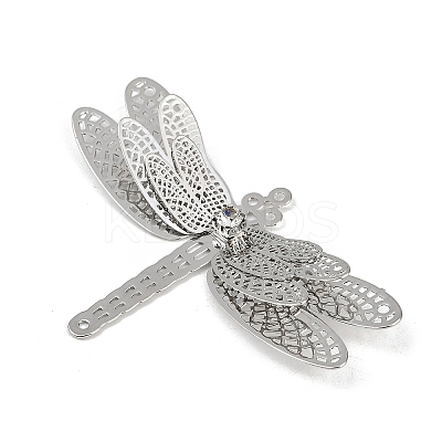 Brass Crystal Rhinestone Hollow 3D Dragonfly Connector Charms KK-A261-07P-1