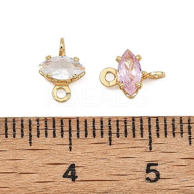 SHEGRACE Brass Pave Cubic Zirconia Horse Eye Connector Charms XGRQ2O297-436G-1