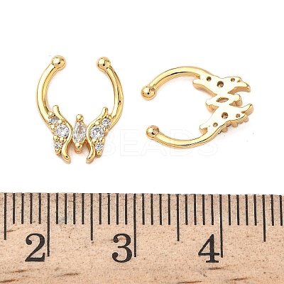 Brass Pave Clear Cubic Zirconia Circular/Horseshoe Barbell Nose Rings EJEW-D337-18E-G-1