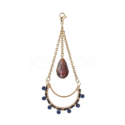 Teardrop Glass Seed & Synthetic Spinel Beads Pendant Decorations HJEW-MZ00024-03-1