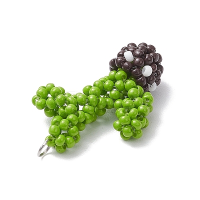 Handmade Glass Seed Beaded Cactus Pendants PALLOY-MZ00684-1