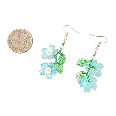 Acrylic Flower Dangle Earrings EJEW-MZ00588-1