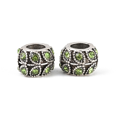 Antique Silver Plated Alloy Rhinestone Large Hole European Beads MPDL-R041-02D-1