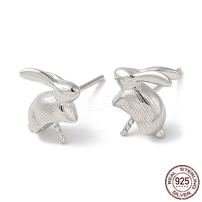 Rhodium Plated 925 Sterling Silver Stud Earring Findings STER-M114-21P-1