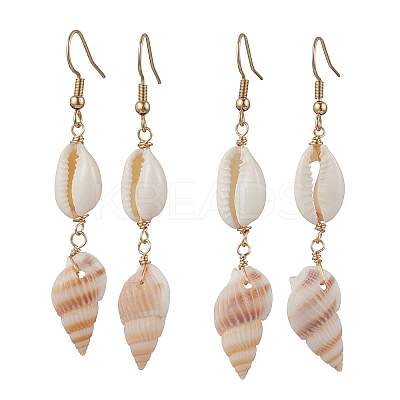304 Stainless Steel Shell Shape Dangle Earrings EJEW-JE06265-02-1