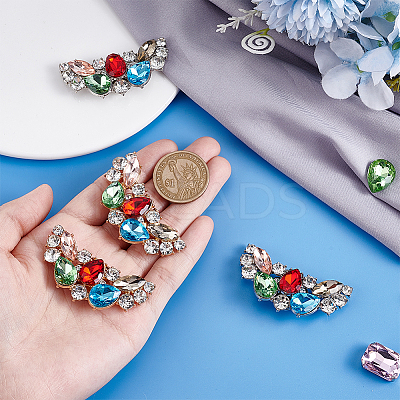 4Pcs 2 Colors Wing Alloy with Glass Rhinestone and Iron Shoe Buckle Clips FIND-PH0027-96A-1