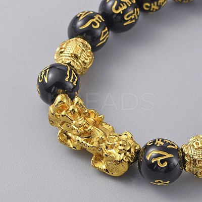 Om Mani Padme Hum Mala Bead Bracelet BJEW-WH0018-31-1
