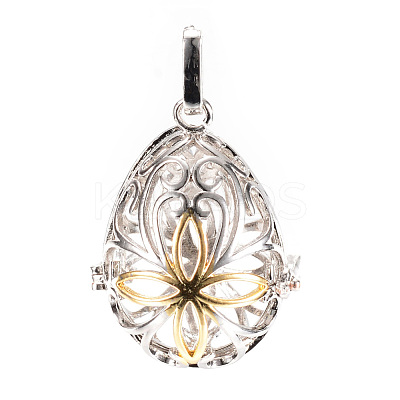 Rack Plating Brass Cage Pendants KK-R036-16-1