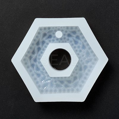 Imitation Embedded Rhinestone Hexagon Pendant Silicone Molds DIY-I090-12-1