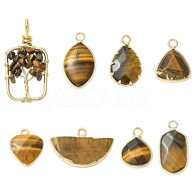 Natural Tiger Eye Pendants G-YW0003-01A-1