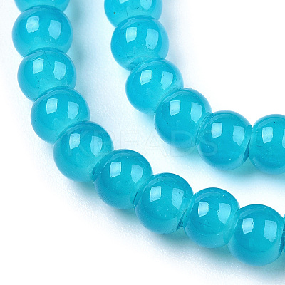 Baking Paint Imitation Jade Glass Round Bead Strands DGLA-Q021-4mm-07-1