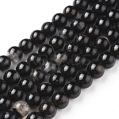 Natural Black Tourmaline Beads Strands G-F666-05-6mm-1
