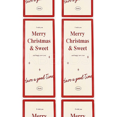50Pcs Christmas Square with Word Merry Christmas Roll Stickers DIY-M070-03A-1