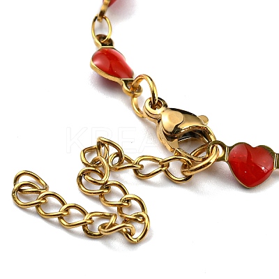 Ion Plating(IP) Golden 304 Stainless Steel Heart Link Chain Necklaces NJEW-E098-02G-02-1