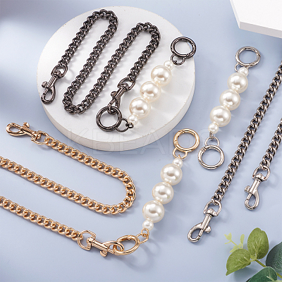 3 Sets 3 Colors Zinc Alloy Curb Chain Bag Straps FIND-GN0001-23-1