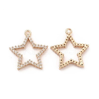 Brass Micro Pave Cubic Zirconia Pendants KK-E071-14KCG-1