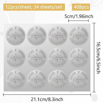 34 Sheets Silver Foil Embossed PET Picture Sticker DIY-WH0528-013-1